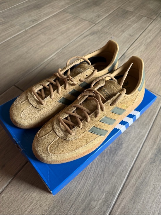 adidas Other - adidas Handball Spezial Sneakers in Tan with Green Stripes